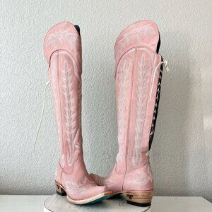 Lane LEXINGTON Over the Knee Pink Cowboy Boots Western Cowgirl Snip Toe Tall 6.5